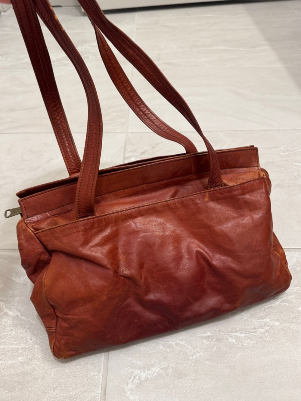 Vintage Georgetown Leather Design Chestnut Brown Leather Shoulder Bag